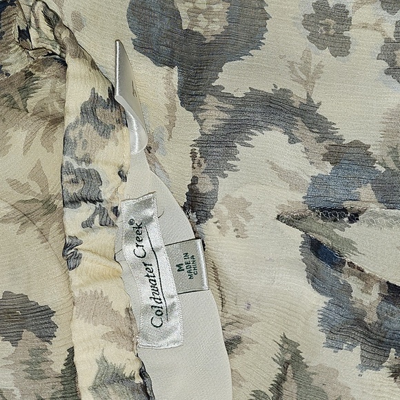 EUC Coldwater Creek Cream and Blue Asymmetrical Midi Skirt - Picture 2 of 2